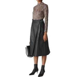Whistles Leather Wrap Midi Skirt size 6
